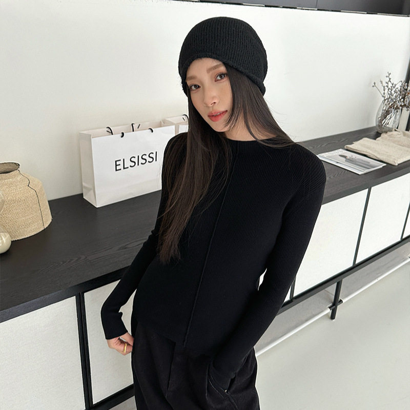 爱姐ELSISSI百搭修身后领扣子针