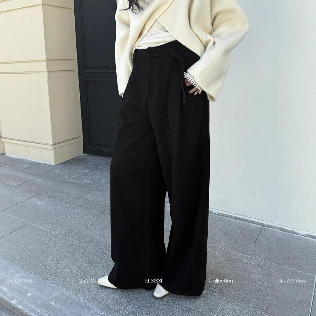 ESISSI韩系慵懒松弛宽松直筒休闲裤女冬2025高级感西装裤子女款