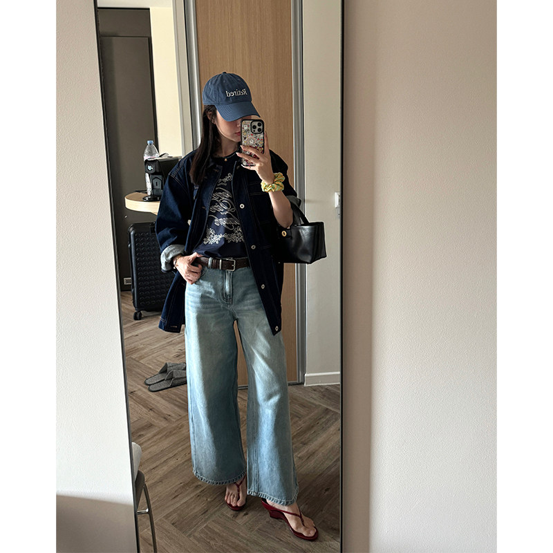 FOCUS ON CC 直筒牛仔九分裤