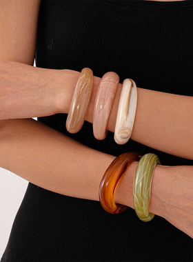 糖果色光面亚克力几何开口手镯手