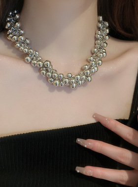 Round ball necklace 欧美夸张圆球几何hoker项链气质高级锁骨链