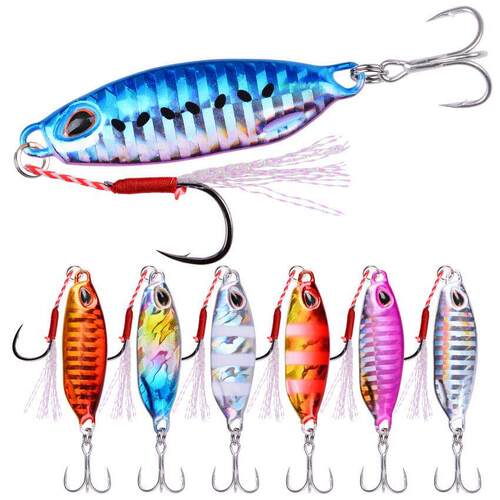 7pcs/set Slow Cast micro Jigging Metal Spoon 10/15/20/30/40