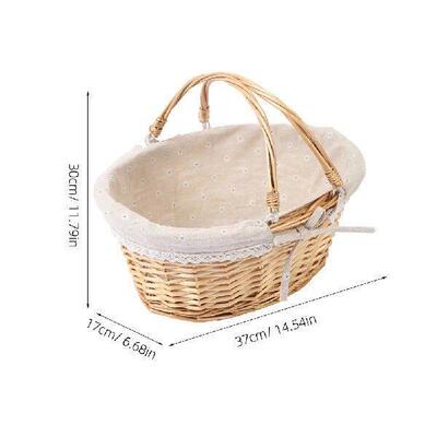 1pc Picnic Basket Storage Small Flower Girl Ivory Vegetable
