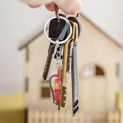 2pcs Fire Extinguisher Keychain Miniature Zinc Alloy