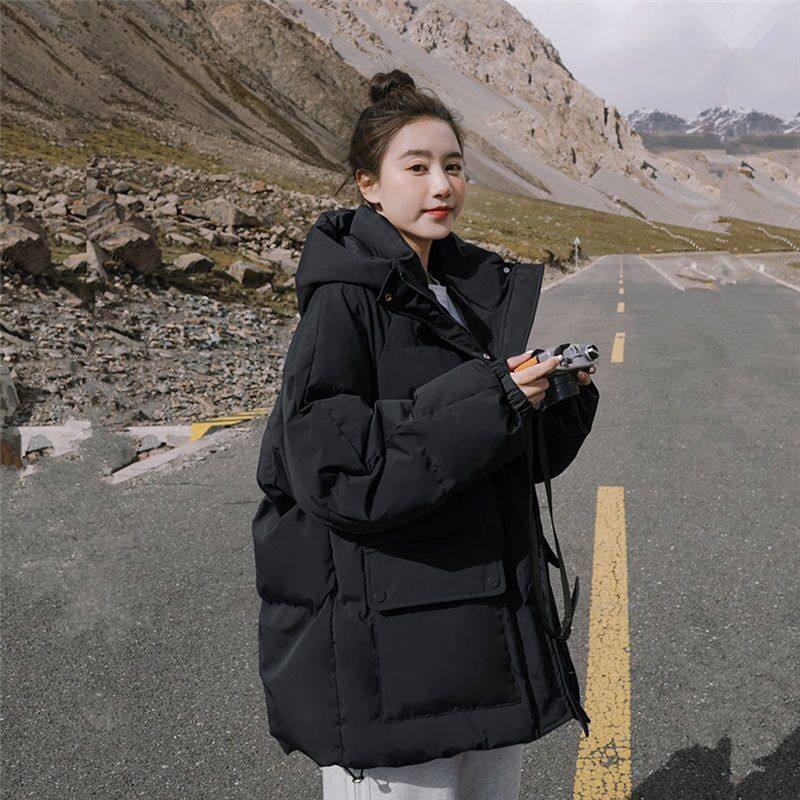 黑色羽绒棉服外套女2024冬季新款学院风甜美百搭爆款短款棉衣棉袄