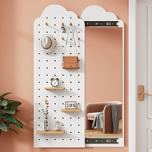 隐形穿衣镜挂墙家用贴墙壁挂洞洞板可关闭推拉全身镜玄关试衣镜子
