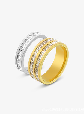 2025潮流镶钻轻奢女士食指戒指日韩风尚闺蜜时尚配饰礼品闪亮璀璨