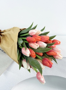 2025新款仿真亚马逊绿植人造郁金香婚庆餐桌家居装饰花束绿意盎然