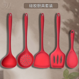 家用防烫铲汤勺 批发跨境硅胶铲不粘锅专用锅铲耐高温五件套装
