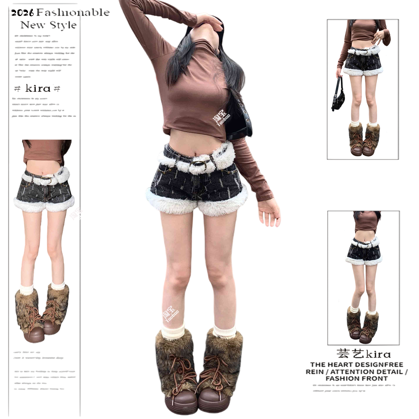 复古性感毛绒拼接牛仔短裤女高街辣妹低腰包臀热裤修身显瘦短裤子,女装/女士精品,牛仔裤,淘宝优惠券,粉丝福利购,淘宝优惠卷