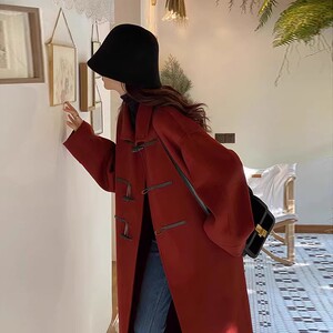 潮风衣女2023新款韩系高级感黑色英伦风中长短款毛呢大衣外套TD
