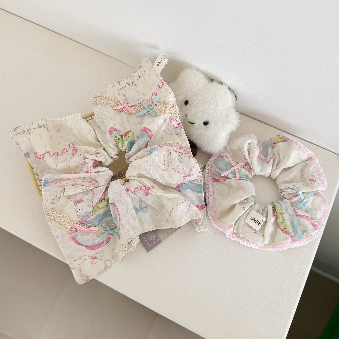 YOOH 蕾丝边蝴蝶结方巾发圈可爱猫咪甜美大肠发圈低马尾头绳发饰,饰品/流行首饰/时尚饰品新,发饰,淘宝优惠券,粉丝福利购,淘宝优惠卷