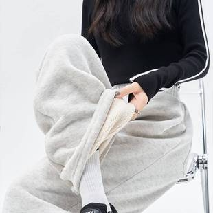 子女休闲垂感卫裤 羊羔绒裤 直筒束脚百搭阔腿 加绒加厚运动裤 冬季