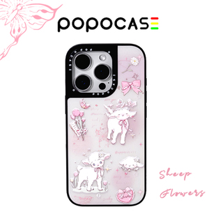 POPOCASE粉色花园小羊苹果手机壳带挂绳孔17promax原创设计可爱新款 16promax防摔13不撞壳15promax高级保护套