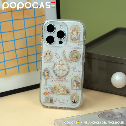 POPOCASE巴洛克公主原创可爱手机壳适用于17promax新款iphone16pro保护套欧式田园圆润边框带挂绳孔细腻磨砂