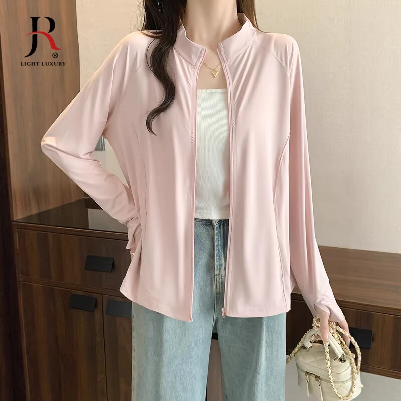 高级轻奢大码冰丝防晒衣女款夏季新款胖mm立领防晒服无帽瑜伽外套