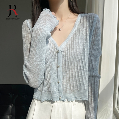 冰丝针织开衫女薄款夏季外套披肩短款外搭配裙子防晒衫上衣小罩衫
