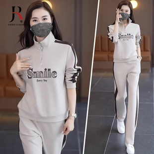 棉卫衣洋气减龄春秋季 休闲服运动套装 女早秋装 时尚 跑步两件套 新款