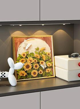 电视柜台面摆件画入户门向日葵装饰画玄关摆件客厅鞋柜桌面装饰品