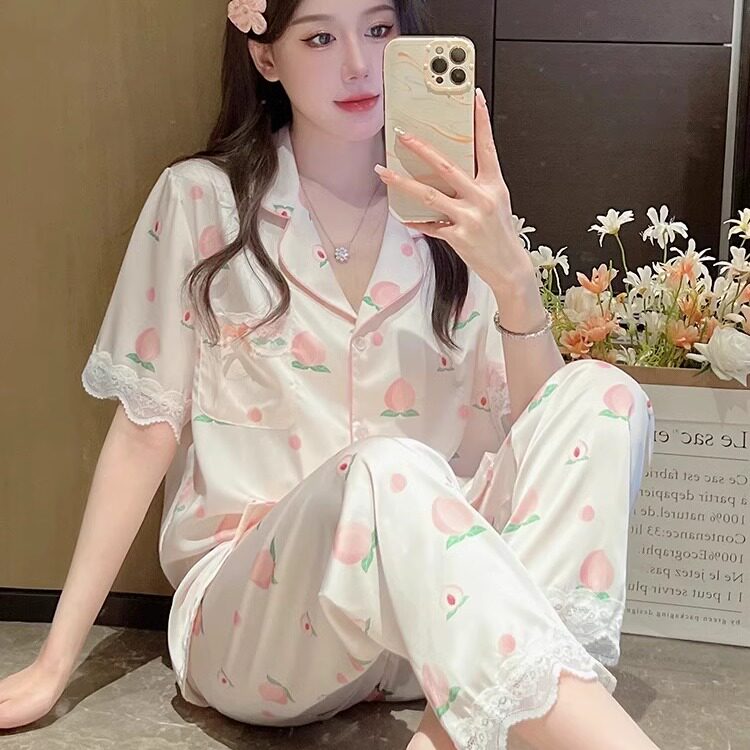 维多利亚夏季真丝睡衣女桑