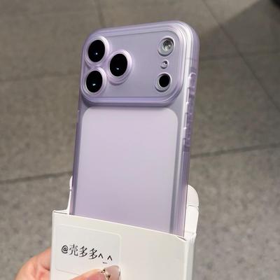 小众好看的紫色冰雾镜头全包适用苹果17promax手机壳新款iphone16pro细圈磁吸15超薄磨砂14plus高级感13女air