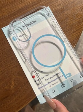 ins风极简蓝色细圈版Magsafe磁吸适用17苹果16promax手机壳iphone15promax新款14pro透明16plus高级感13抗黄