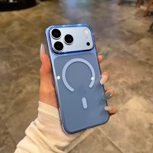 适用苹果18promax手机壳新款冰川蓝iPhone17pro冰晶透明磁吸18pro女款大孔全包防摔17pm爆款保护原机质感简约