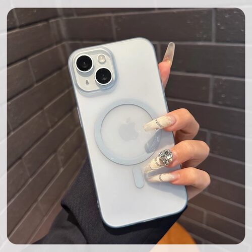 冰雾磨砂浅蓝适用于苹果15手机壳新款iPhone15plus超薄磨砂14promax透明无线磁吸13简约12pro高级防摔男女款