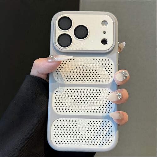 适用苹果17promax手机壳镂空散热网格磁吸肤感iphone16pro新款15商务创意14防摔13自带镜头膜17pro全包保护套