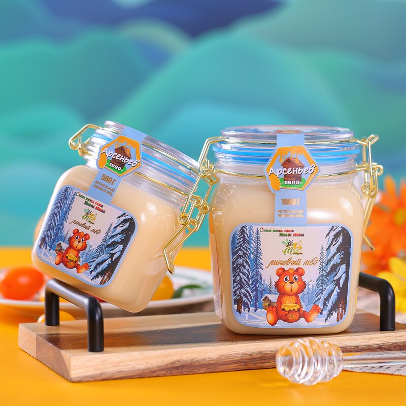 【专属】俄罗斯进口蜂蜜椴树蜜沙棘蜜结晶冬熊原装雪蜜瓶装
