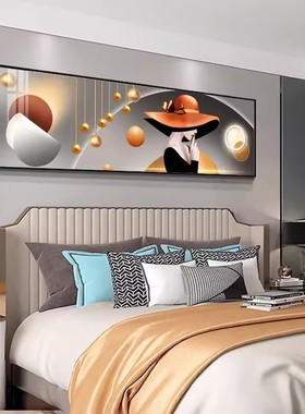 2025新款卧室床头画客厅沙发背景墙装饰画客房主次卧挂画横款晶瓷