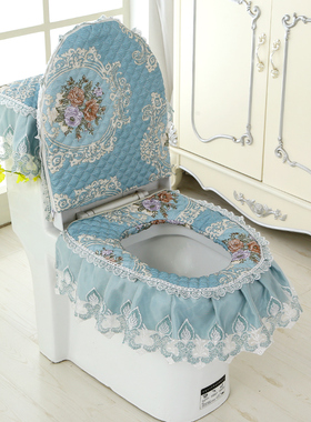 三件套欧式新款绿色灰色紫色外套式卫生间拉链式垫套坐便盖马桶套