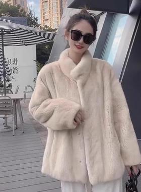 VSETAMELLE轻奢高端水貂绒外套女冬季加厚减龄小个子短款皮草大衣