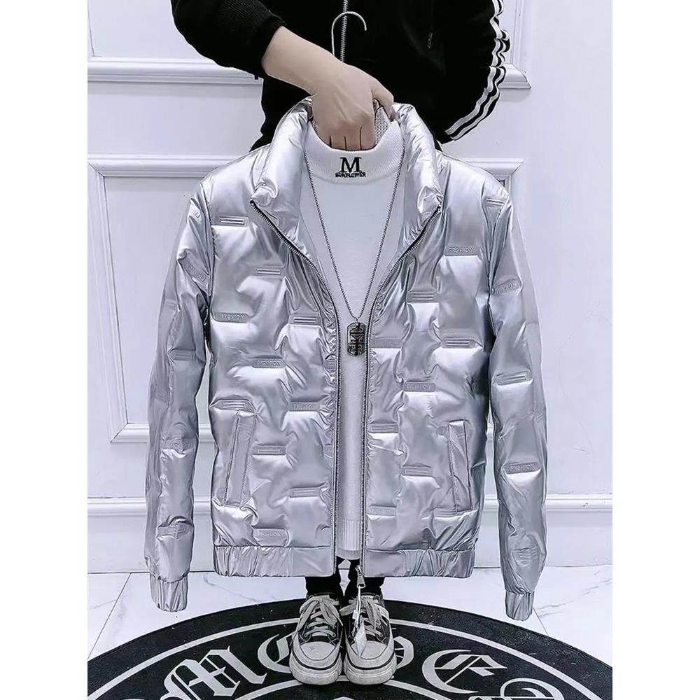 香港2025亮面男士羽绒服轻薄短款轻熟风冬季外套立领修身韩版夹克