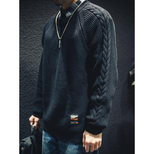 麻花袖 潮流百搭大码 BIA潮牌毛衣男秋冬圆领针织韩版 上衣 neith
