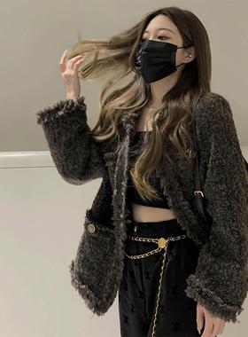 法国rouje damas高级感小香风灰色短款外套女装上衣冬季夹克西装