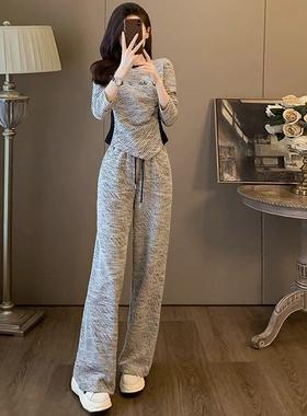 欧洲站时尚休闲 运动套装女秋冬季2025年新款小个子洋派高腰两件