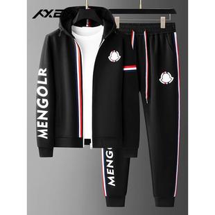 卫衣青年帅气外套男装 字母开衫 2024 男运动休闲时尚 轻奢秋冬套装