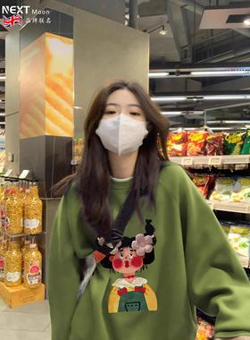 Next Moon英国联名美式覆古圆领卫衣女2025新款秋冬加绒宽松百搭