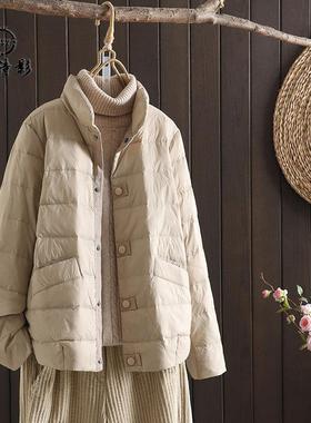 休闲轻薄款羽绒棉服女胖MM宽松大码短款棉衣冬季保暖减龄棉服外套