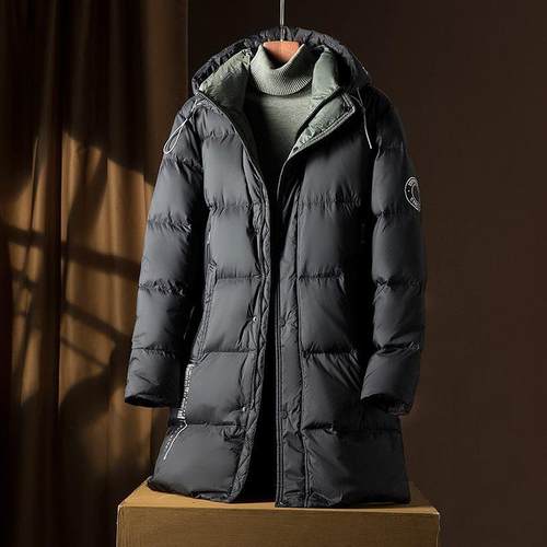 欧洲站~天花板级！冬季90鹅绒中长款羽绒服男加厚保暖防寒外套