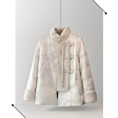 高端精致新中式国风女装刺绣花棉袄立领羽绒服棉服冬款棉衣厚外套