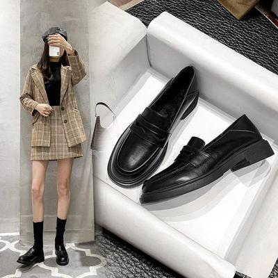 英伦风小皮鞋女2025春秋新款职业平底休闲 包鞋软底乐福鞋厚底鞋