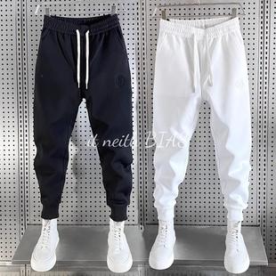 neith 百搭哈伦裤 BIAS束脚卫裤 秋冬加绒九分运动裤 子白色 男款