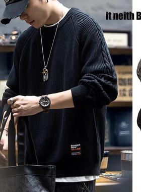 it neith BIAS美式重磅复古毛衣男冬2025新款宽松大码针织衫外套