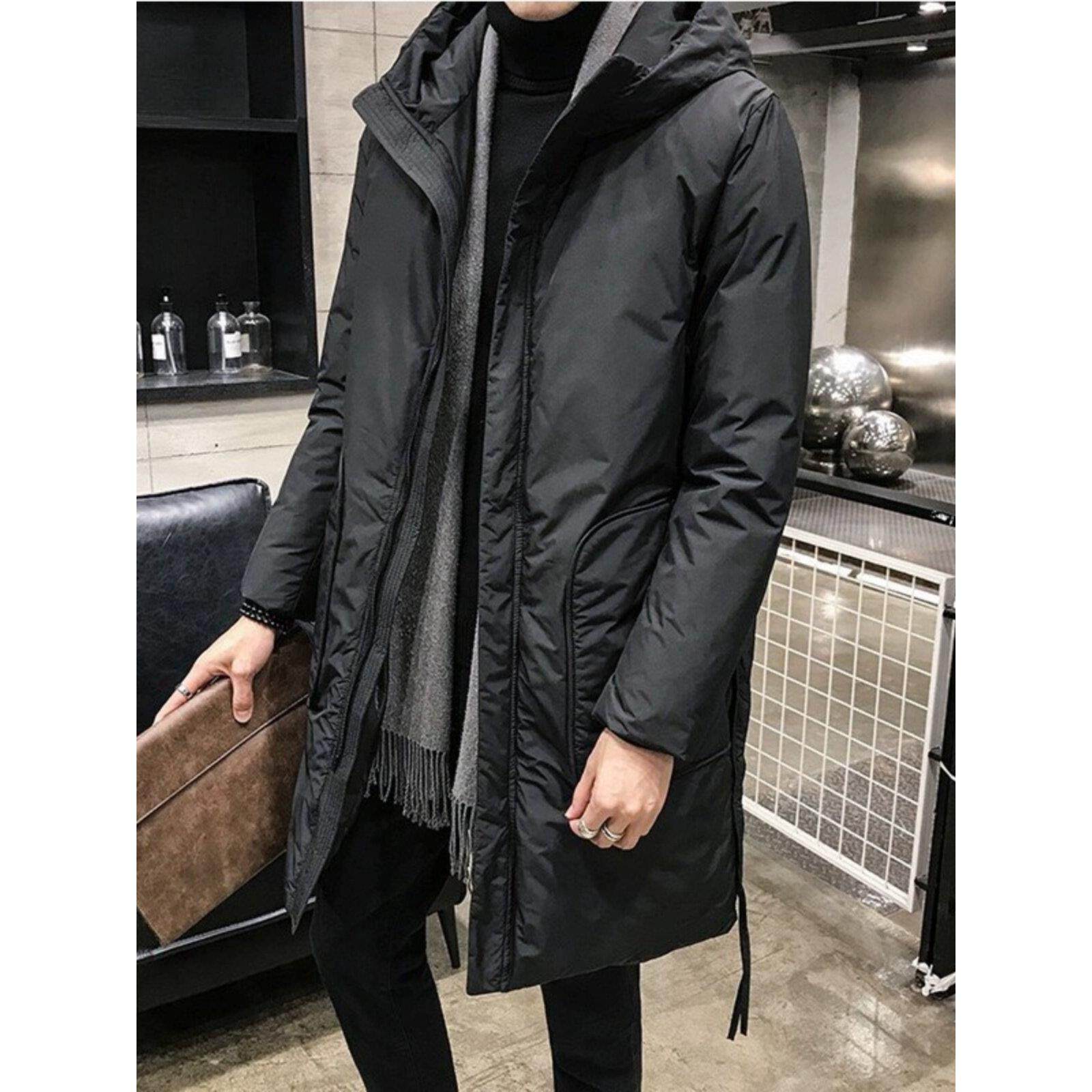 斯蒂芬冬季羽绒服男中长款加厚2025新款中青年男士休闲白鸭绒外套