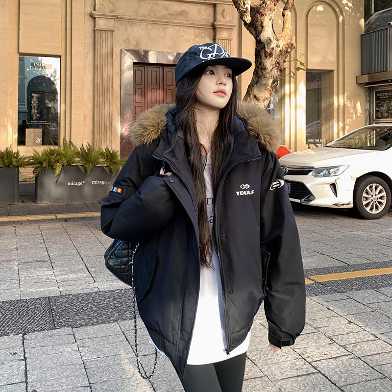 2025冬韩版新款大毛领工装羽派克服