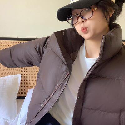 实拍新款羽绒棉袄女冬季短款韩版宽松休闲连帽学生棉服面包服外套