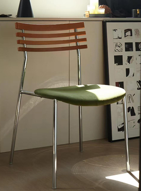 网红咖啡桌中古椅子简约轻奢设计师靠背吃饭餐椅小户型书房软包椅