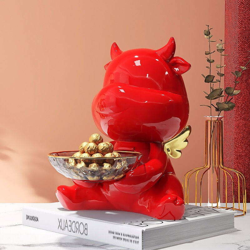 映森牛气冲天玄关进门口钥匙收纳摆件家居饰品本命牛年吉祥物新年